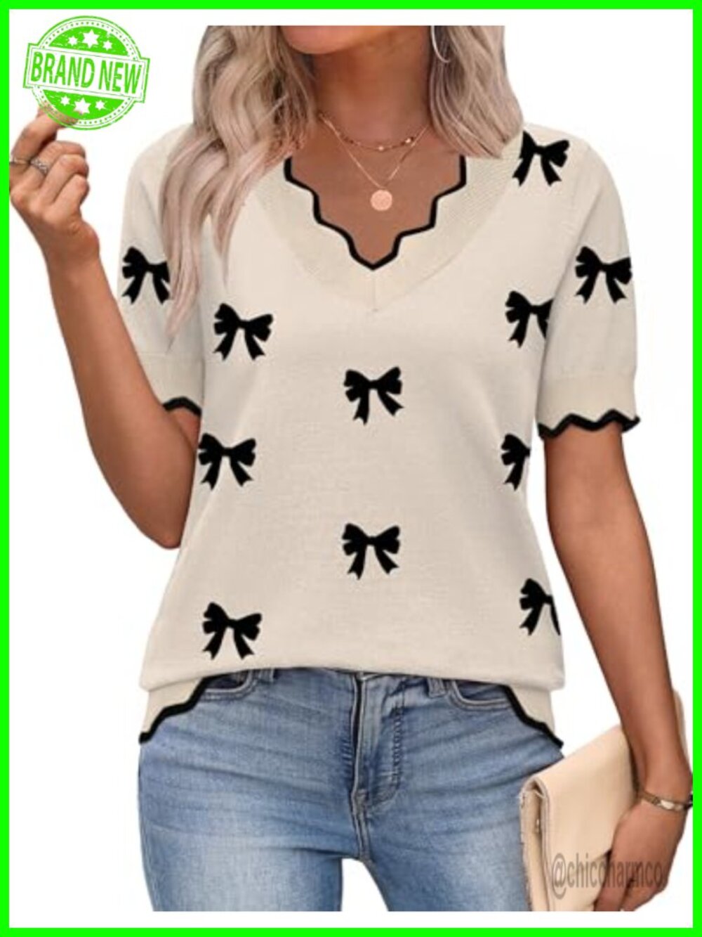 Zeagoo Women's Short Sleeve 100% Viscose V-Neck Sweater Summer Knit Top